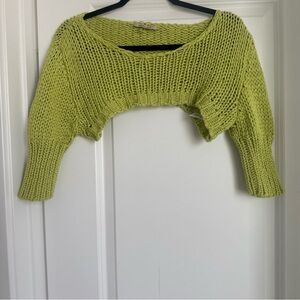 Paloma Wool Odile Lime Knit Woven Top Cropped Sweater Size Medium